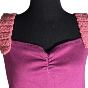 Pink Knit Strap Women's Top